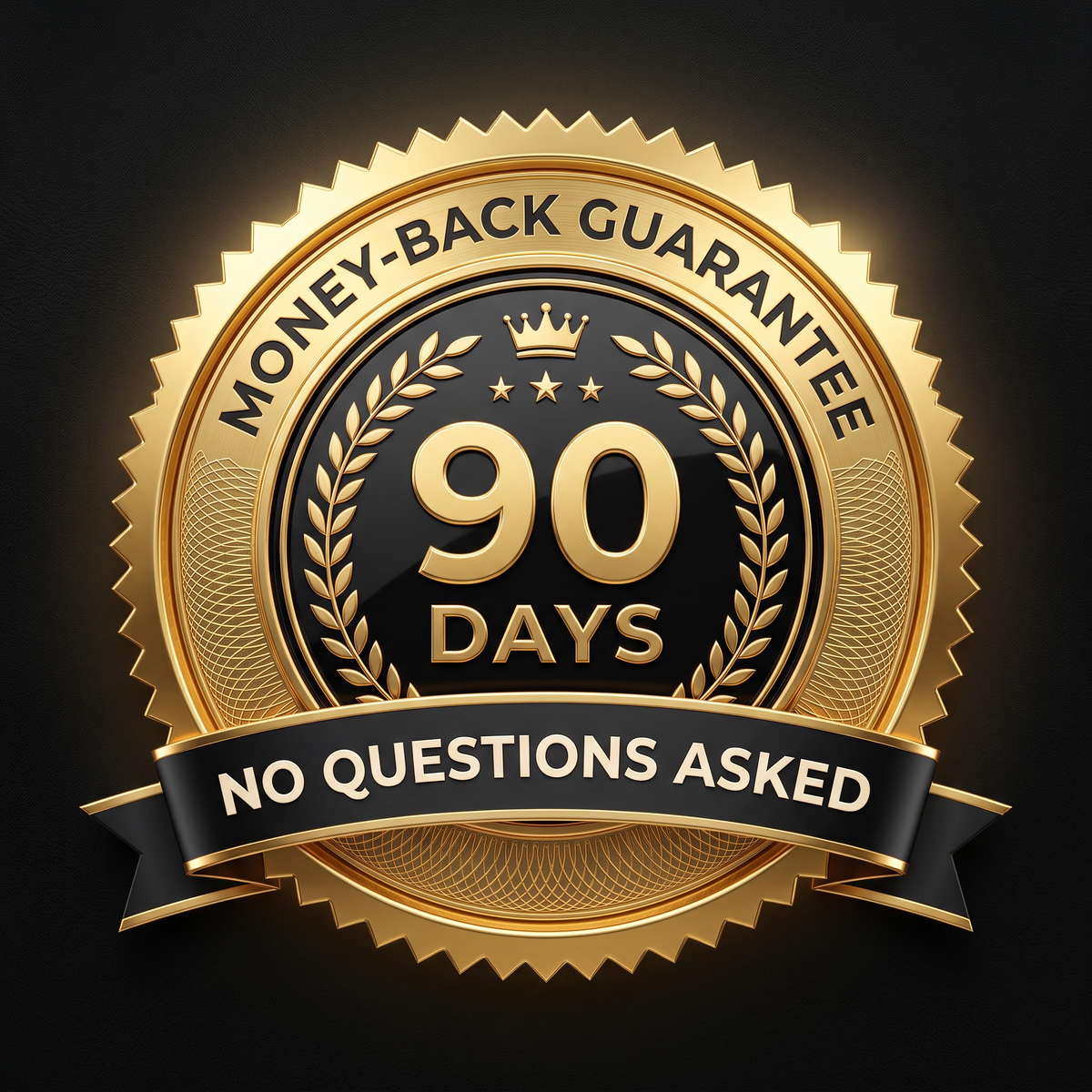 90-day money-back guarantee seal